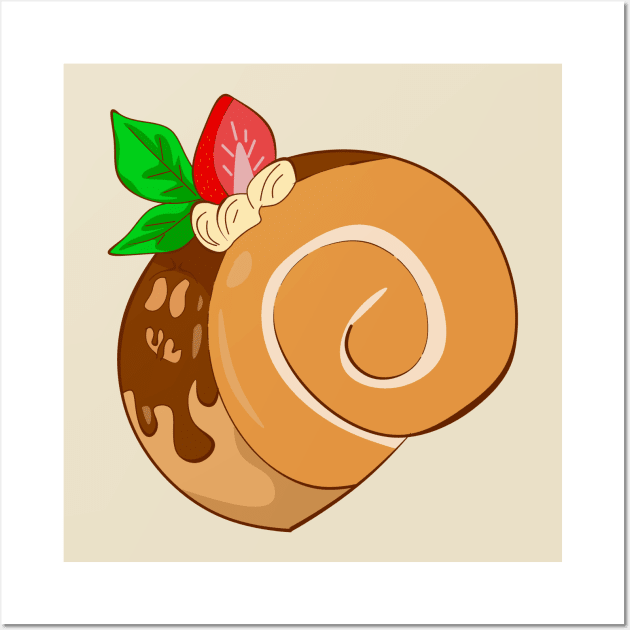 Chocolate strawberry roll cake Wall Art by MariRiUA